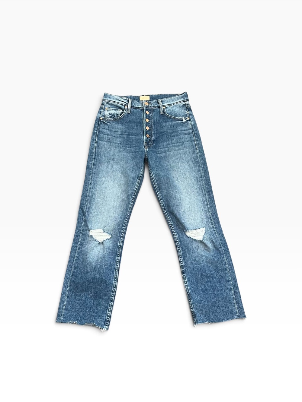 MOTHER Pixie Tomcat Crop Not Cut & Pasted Jeans Size 26 Raw Hem See Note - Picture 4 of 16